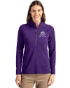 Northwestern Wildcats College Vault Cutter & Buck Adapt Eco Knit Stretch Recycled Womens Half Zip Pullover College Purple Front Thumbnail Image