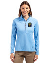 FIU Panthers College Vault Cutter & Buck Adapt Eco Knit Stretch Recycled Womens Half Zip Pullover Atlas Light Blue Front Thumbnail Image