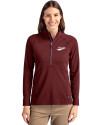 New Mexico State Aggies College Vault Cutter & Buck Adapt Eco Knit Stretch Recycled Womens Half Zip Pullover Bordeaux Front Thumbnail Image
