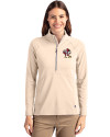 Louisville Cardinals College Vault Cutter & Buck Adapt Eco Knit Stretch Recycled Womens Half Zip Pullover Wheat Front Thumbnail Image