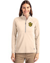 View image 10: Missouri Tigers College Vault Cutter & Buck Adapt Recycled Soft Knit Stretch Womens Half Zip Pullover Wheat Front