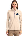 Old Dominion Monarchs College Vault Cutter & Buck Adapt Eco Knit Stretch Recycled Womens Half Zip Pullover Wheat Front Thumbnail Image