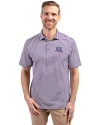 Northwestern Wildcats College Vault Cutter & Buck Virtue Eco Pique Stripe Recycled Mens Big and Tall Polo College Purple Front Thumbnail Image