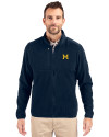 Michigan Wolverines College Vault Cutter & Buck Cascade Eco Sherpa Mens Big & Tall Fleece Jacket Navy Blue Front Thumbnail Image