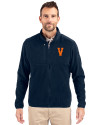 Virginia Hoos College Vault Cutter & Buck Cascade Eco Sherpa Mens Big & Tall Fleece Jacket Navy Blue Front Thumbnail Image