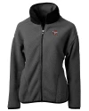 Louisville Cardinals College Vault Cutter & Buck Cascade Eco Fleece Womens Full Zip Jacket Elemental Grey/Black Mannequin Thumbnail Image