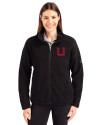 Utah Utes College Vault Cutter & Buck Cascade Eco Fleece Womens Full Zip Jacket Black Front Thumbnail Image