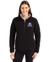 Northwestern Wildcats College Vault Cutter & Buck Cascade Eco Fleece Womens Pullover Jacket Black Front Thumbnail Image