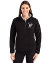 Mississippi State Bulldogs Vintage Cutter & Buck Cascade Eco Fleece Womens Pullover Jacket Black Front Thumbnail Image