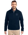 Georgetown Hoyas College Vault Cutter & Buck Cascade Eco Fleece Mens Quarter Zip Jacket Navy Blue Front Thumbnail Image