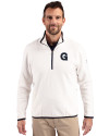 Gonzaga Bulldogs College Vault Cutter & Buck Cascade Eco Fleece Mens Quarter Zip Jacket Shell/Navy Blue Front Thumbnail Image
