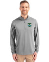 Tulane Green Wave College Vault Cutter & Buck Virtue Eco Pique Recycled Quarter Zip Mens Big & Tall Pullover Polished Medium Gray Front Thumbnail Image