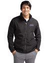 TCU Horned Frogs Cutter & Buck Charter Eco Knit Recycled Big & Tall Full-Zip Jacket Black Front Thumbnail Image