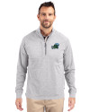 Tulane Green Wave Cutter & Buck Adapt Eco Knit Heather Mens Big & Tall Quarter Zip Pullover Polished Heather Front Thumbnail Image