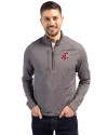 Washington State Cougars Cutter & Buck Adapt Eco Knit Heather Mens Big & Tall Quarter Zip Pullover Black Heather Front Thumbnail Image