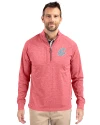 Washington State Cougars Cutter & Buck Adapt Eco Knit Heather Mens Big & Tall Quarter Zip Pullover Cardinal Red Heather Front Thumbnail Image