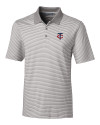 Minnesota Twins Cutter & Buck Forge Tonal Stripe Stretch Mens Big and Tall Polo Polished Medium Gray Mannequin Thumbnail Image