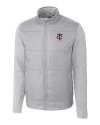 View image 7: Minnesota Twins Cutter & Buck Stealth Recycled Hybrid Quilted Mens Windbreaker Jacket Polished Medium Gray Mannequin