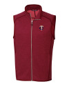 Minnesota Twins Cutter & Buck Mainsail Sweater-Knit Mens Full Zip Vest Cardinal Red Heather Mannequin Thumbnail Image