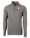 View image 6: Minnesota Twins Cutter & Buck Adapt Recycled Soft Knit Stretch  Mens Quarter Zip Pullover Elemental Grey Mannequin