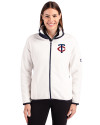 Minnesota Twins Cutter & Buck Cascade Eco Fleece Womens Full Zip Jacket Shell/Navy Blue Front Thumbnail Image