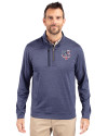 Minnesota Twins Stars & Stripes Cutter & Buck Stealth Heathered Quarter Zip Mens Pullover Liberty Navy Front Thumbnail Image