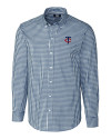 Minnesota Twins Cutter & Buck Easy Care Stretch Gingham Mens Long Sleeve Dress Shirt Liberty Navy Mannequin Thumbnail Image