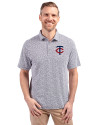 Minnesota Twins Cutter & Buck Virtue Eco Pique Botanical Print Recycled Mens Polo Navy Blue Front Thumbnail Image