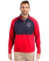 Minnesota Twins Stars & Stripes Cutter & Buck Adapt Eco Knit Hybrid Recycled Mens Quarter Zip Red/Navy Blue Front Thumbnail Image