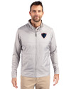 DePaul Blue Demons Cutter & Buck Stealth Hybrid Quilted Mens Full Zip Windbreaker Jacket Polished Medium Gray Front Thumbnail Image