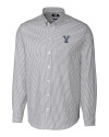 Yale Bulldogs Cutter & Buck Stretch Oxford Stripe Mens Big and Tall Long Sleeve Dress Shirt Charcoal Mannequin Thumbnail Image