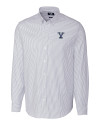Yale Bulldogs Cutter & Buck Stretch Oxford Stripe Mens Big and Tall Long Sleeve Dress Shirt Light Blue Mannequin Thumbnail Image