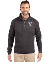 Yale Bulldogs Cutter & Buck Mainsail Sweater-Knit Mens Big and Tall Half Zip Pullover Jacket Charcoal Heather Front Thumbnail Image