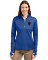 DePaul Blue Demons Cutter & Buck Traverse Stretch Eco Quarter Zip Womens Pullover Tour Blue Front Thumbnail Image