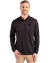DePaul Blue Demons Cutter & Buck Virtue Eco Pique Recycled Quarter Zip Mens Pullover Black Front Thumbnail Image
