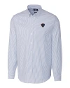 DePaul Blue Demons Cutter & Buck Stretch Oxford Stripe Mens Long Sleeve Dress Shirt French Blue Mannequin Thumbnail Image