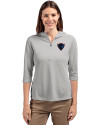 DePaul Blue Demons Cutter & Buck Virtue Eco Pique Recycled Half Zip Pullover Womens Hoodie Polished Medium Gray Front Thumbnail Image