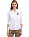 Yale Bulldogs Cutter & Buck Virtue Eco Pique Recycled Half Zip Pullover Womens Hoodie White Front Thumbnail Image