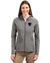 DePaul Blue Demons Cutter & Buck Adapt Eco Knit Hybrid Recycled Womens Full Zip Jacket Elemental Grey Front Thumbnail Image