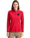 DePaul Blue Demons Cutter & Buck Adapt Eco Knit Stretch Recycled Womens Half Zip Pullover Red Front Thumbnail Image
