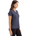 ETSU Buccaneers Cutter & Buck Forge Eco Heathered Stretch Womens Blade Top Dark Navy Blue Heather Side Thumbnail Image