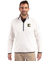 ETSU Buccaneers Cutter & Buck Cascade Eco Fleece Mens Quarter Zip Jacket Shell/Navy Blue Front Thumbnail Image