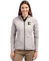 ETSU Buccaneers Cutter & Buck Adapt Eco Knit Hybrid Recycled Womens Full Zip Jacket Polished Medium Gray Front Thumbnail Image