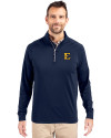 ETSU Buccaneers Cutter & Buck Adapt Eco Knit Stretch Recycled Mens Quarter Zip Pullover Navy Blue Front Thumbnail Image