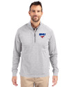 SMU Mustangs Cutter & Buck Adapt Eco Knit Heather Mens Quarter Zip Pullover Polished Heather Front Thumbnail Image