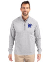 Memphis Tigers Cutter & Buck Adapt Eco Knit Heather Mens Quarter Zip Pullover Polished Heather Front Thumbnail Image