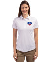 SMU Mustangs Cutter & Buck Prospect Eco Textured Stretch Recycled Womens Short Sleeve Polo White Front Thumbnail Image