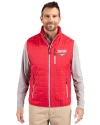 SMU Mustangs Cutter & Buck Rainier PrimaLoft® Mens Big and Tall Eco Insulated Full Zip Puffer Vest Red Front Thumbnail Image