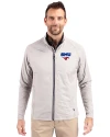 SMU Mustangs Cutter & Buck Adapt Eco Knit Hybrid Recycled Mens Full Zip Jacket Polished Medium Gray Front Thumbnail Image