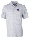 SMU Mustangs Cutter & Buck Pike Constellation Print Stretch Mens Polo Polished Medium Gray Mannequin Thumbnail Image